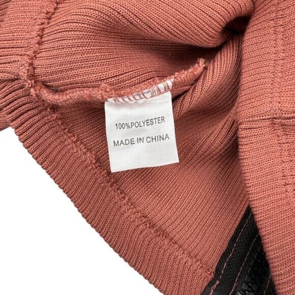 WHITE FOX Real Thing Knit Zip Front Crop Top Size XS Terracotta - Picture 4 of 5